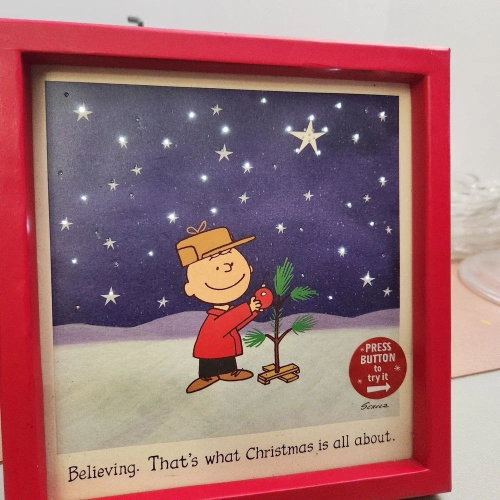 Hallmark Peanuts Light Up Fiber Optic Print Picture Charlie Brown Christmas